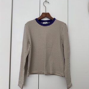 COS Cream and Black Fitted Long Sleeve Tee